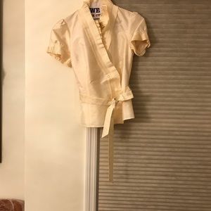 Cream belt tie shirt